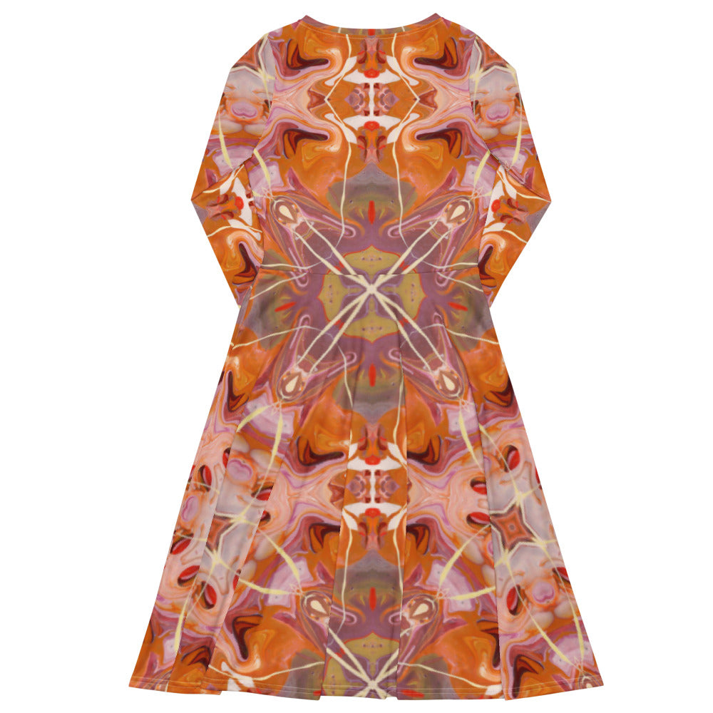 All-over print long sleeve midi dress Jill