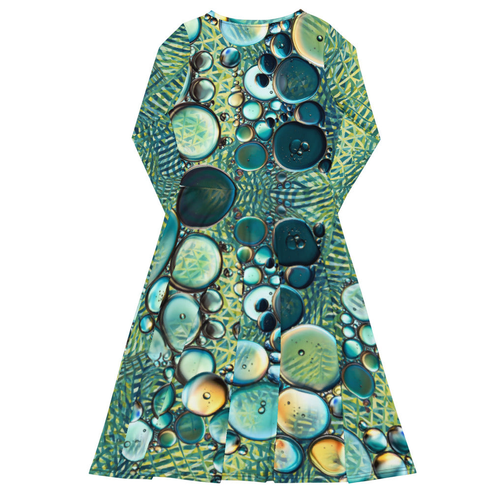 All-over print long sleeve midi dress 313