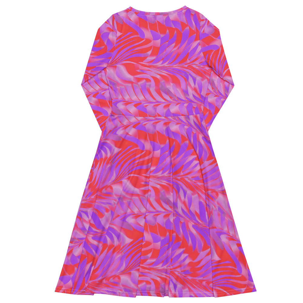 All-over print long sleeve midi dress 320kl4