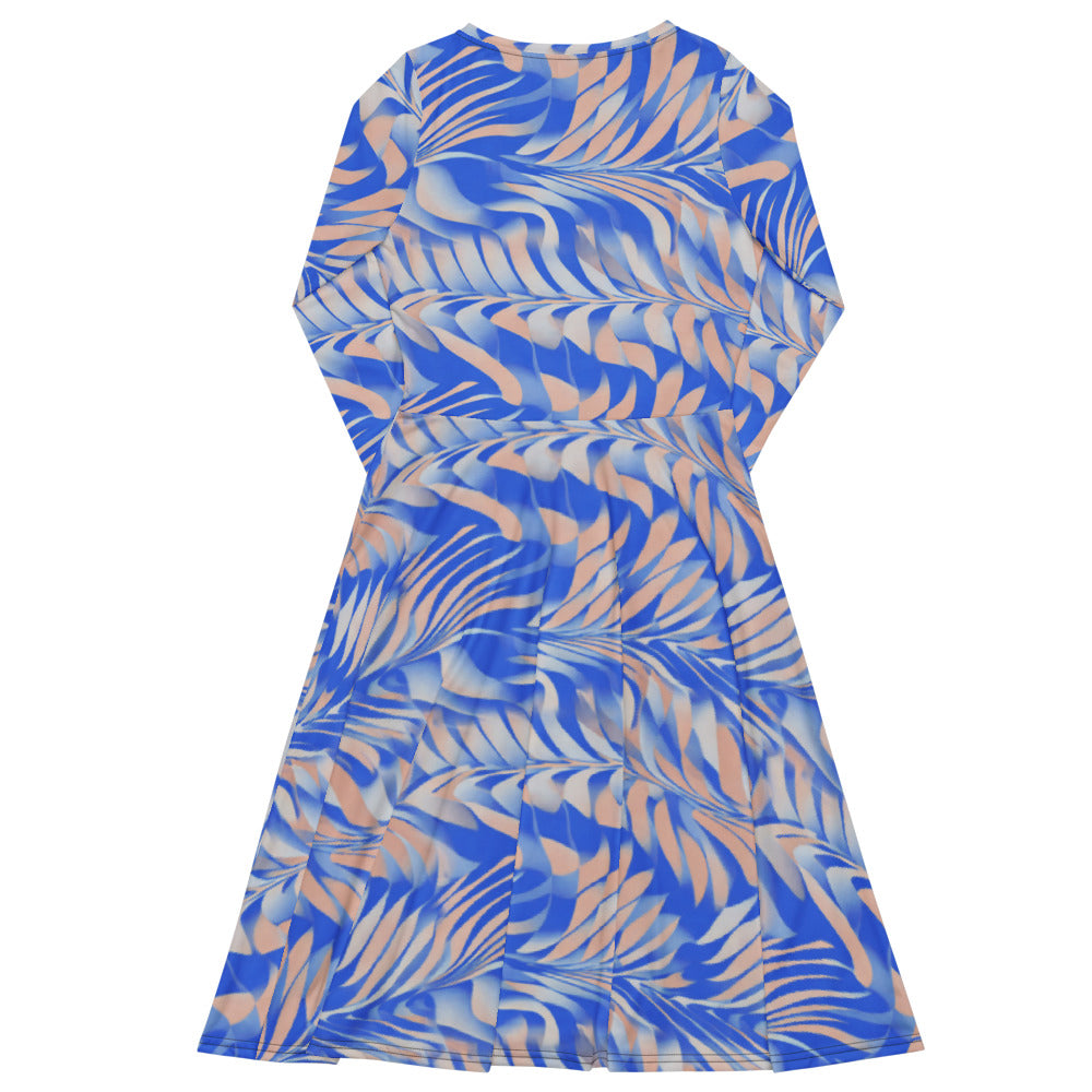 All-over print long sleeve midi dress 320kl6