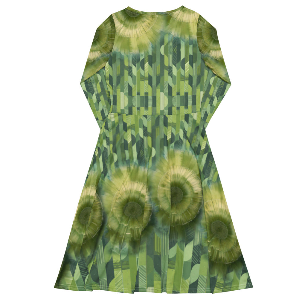 All-over print long sleeve midi dress 321kl1