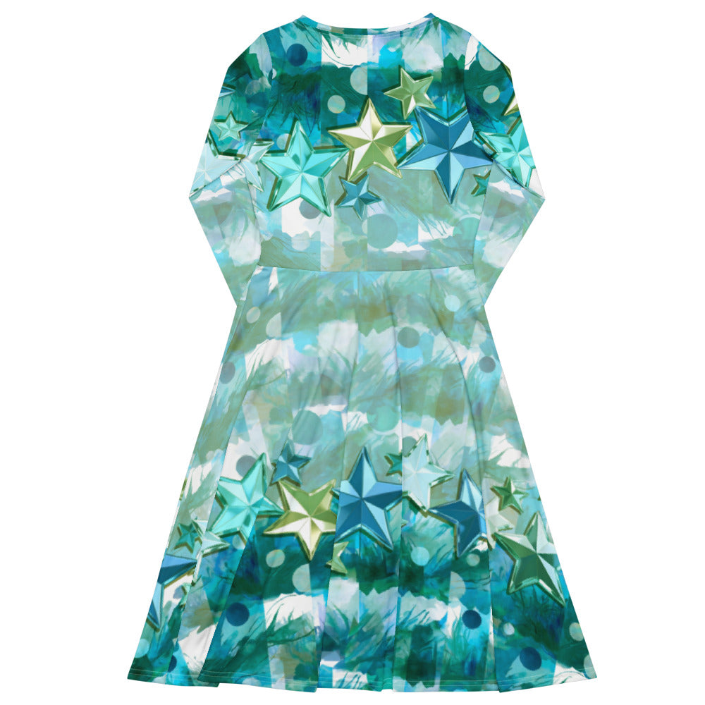 All-over print long sleeve midi dress 333kl2