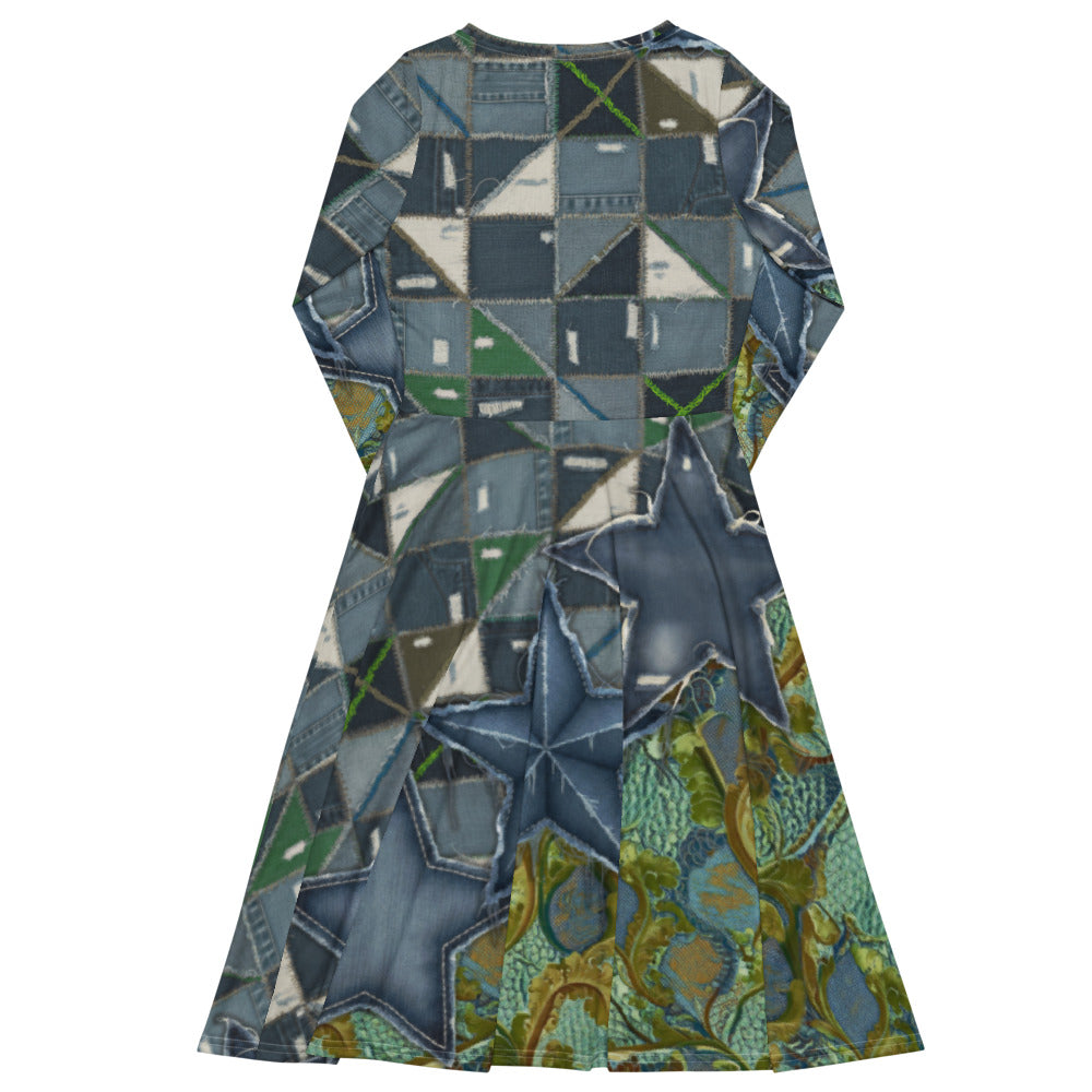 All-over print long sleeve midi dress 341kl1