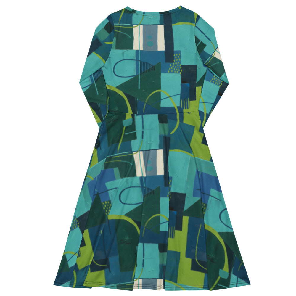 All-over print long sleeve midi dress 346kl1