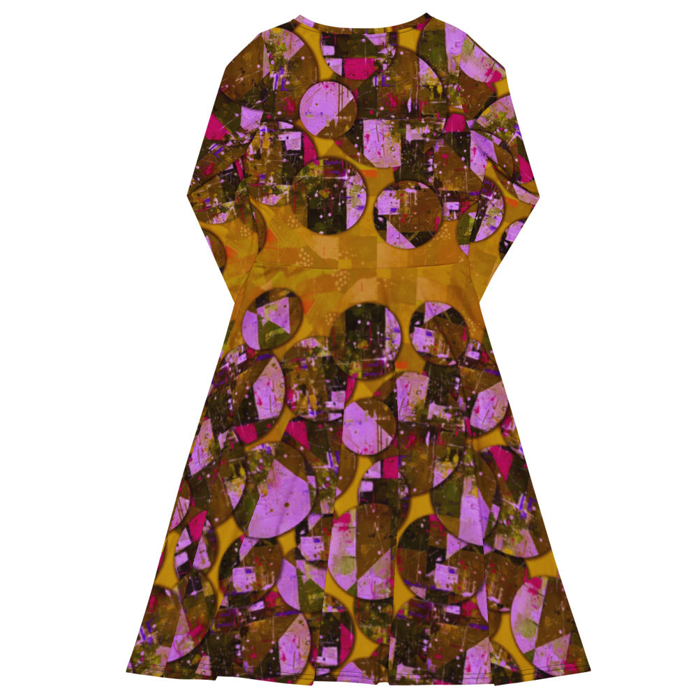 All-over print long sleeve midi dress 348kl3
