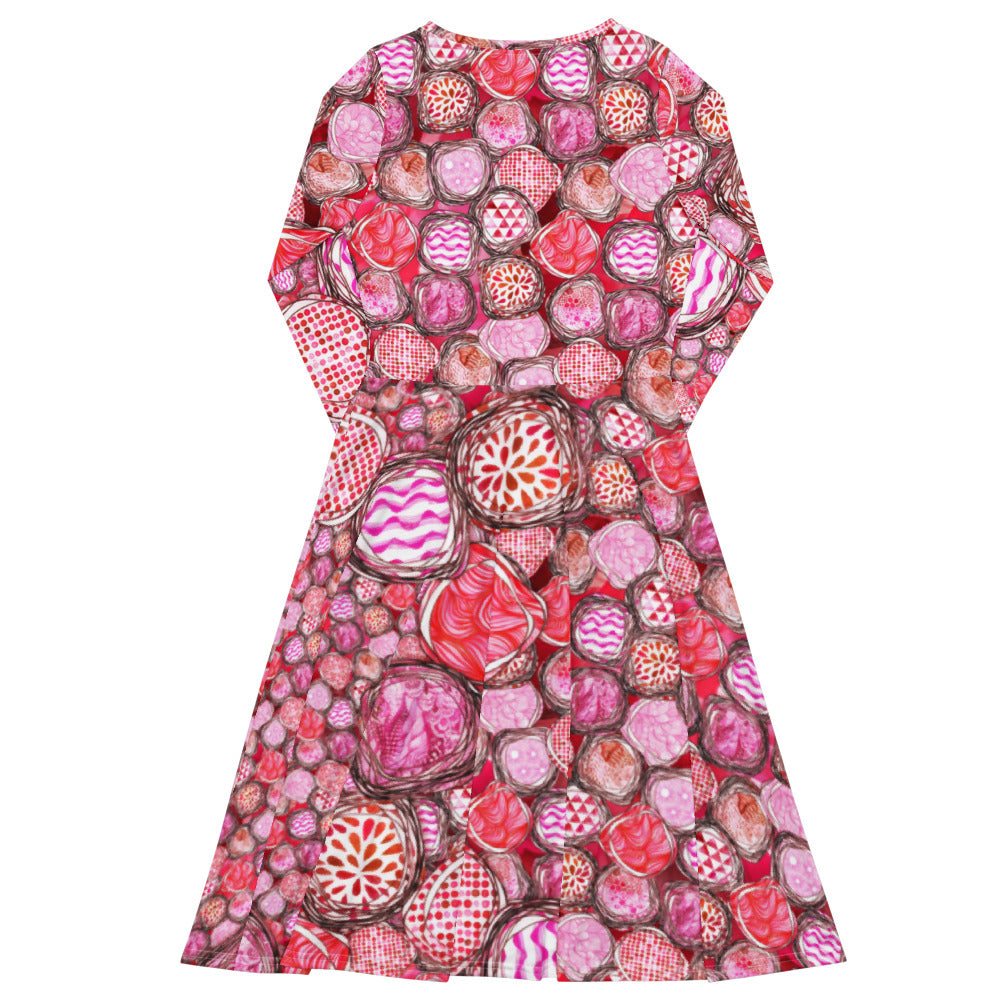 All-over print long sleeve midi dress 353kl2