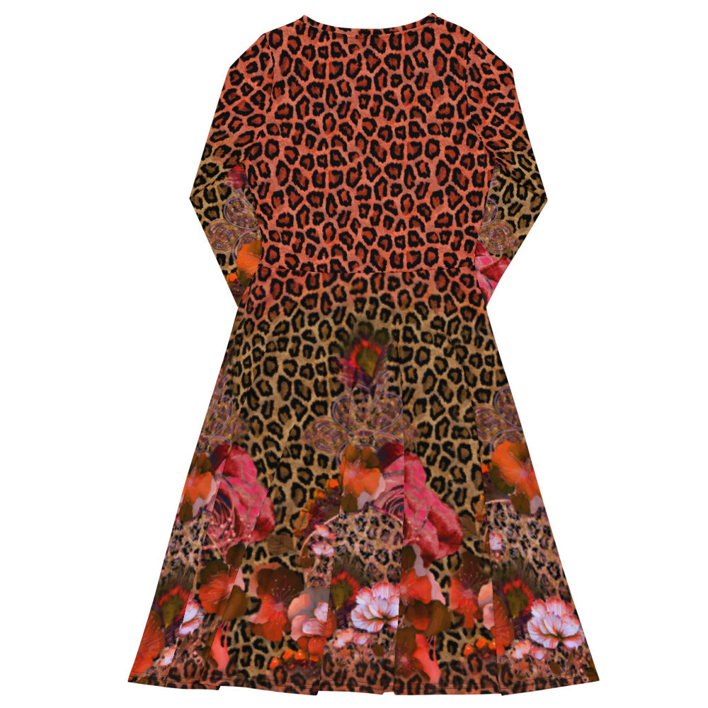 All-over print long sleeve midi dress  356kl1