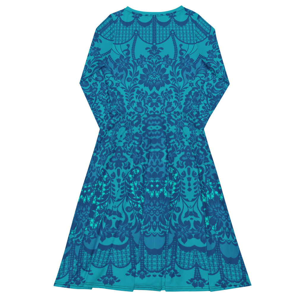 All-over print long sleeve midi dress 358Bkl6