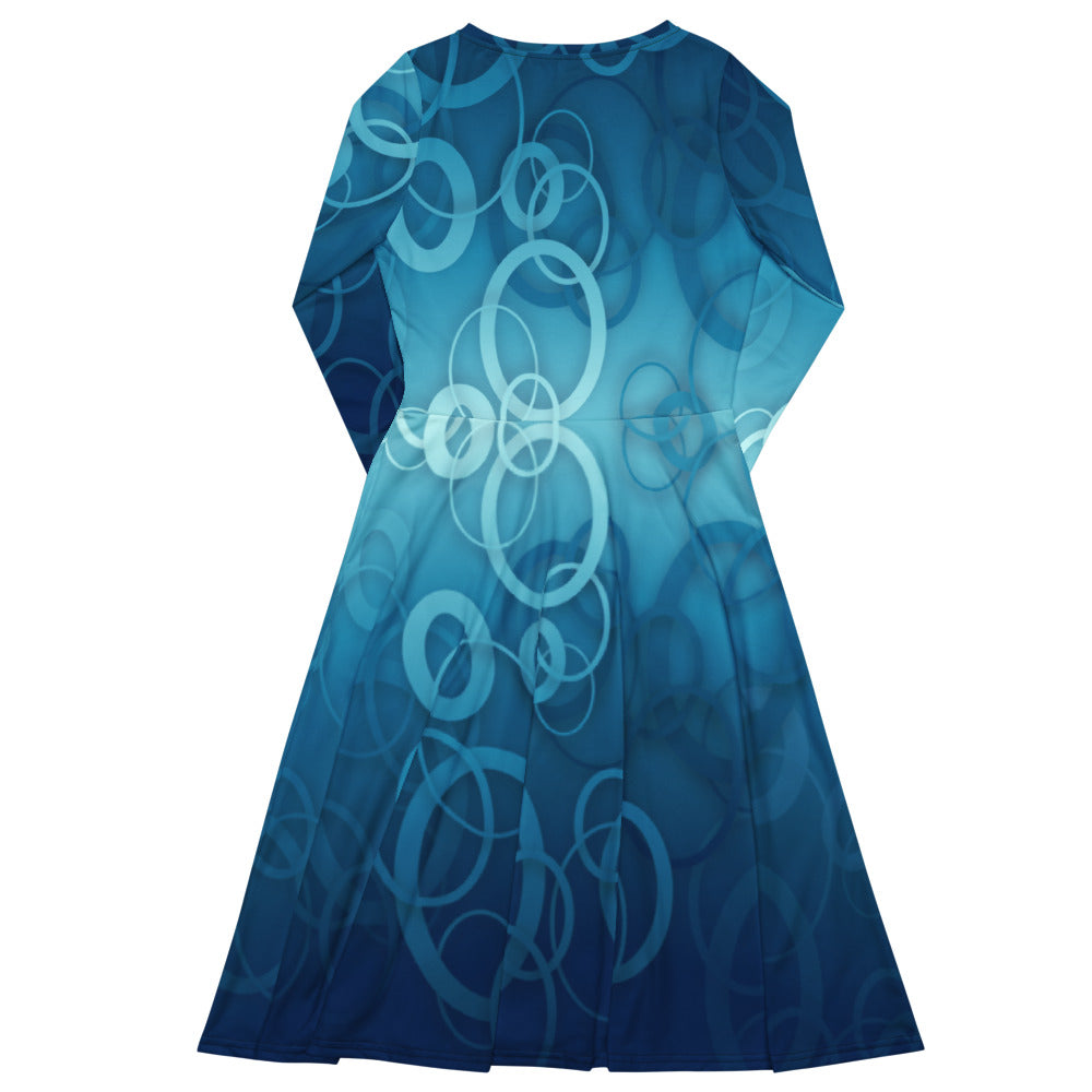 All-over print long sleeve midi dress 359kl1