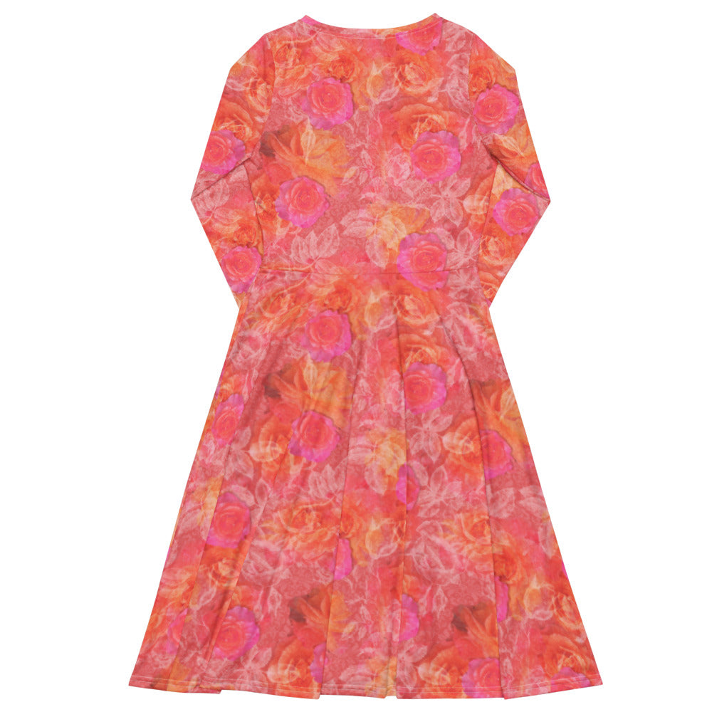 All-over print long sleeve midi dress 361kl1