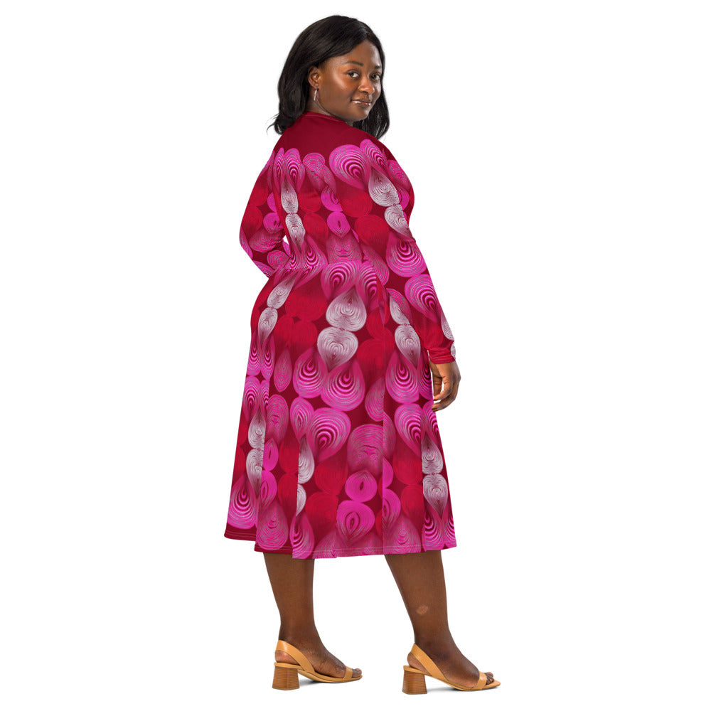 All-over print long sleeve midi dress 362kl4