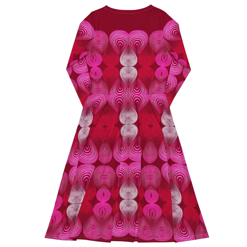 All-over print long sleeve midi dress 362kl4