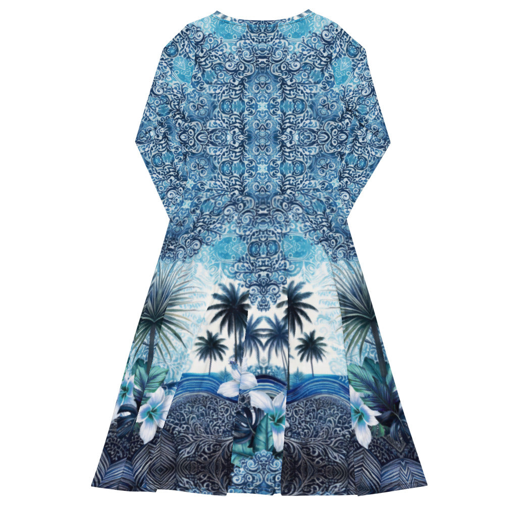 All-over print long sleeve midi dress 365B2kl1
