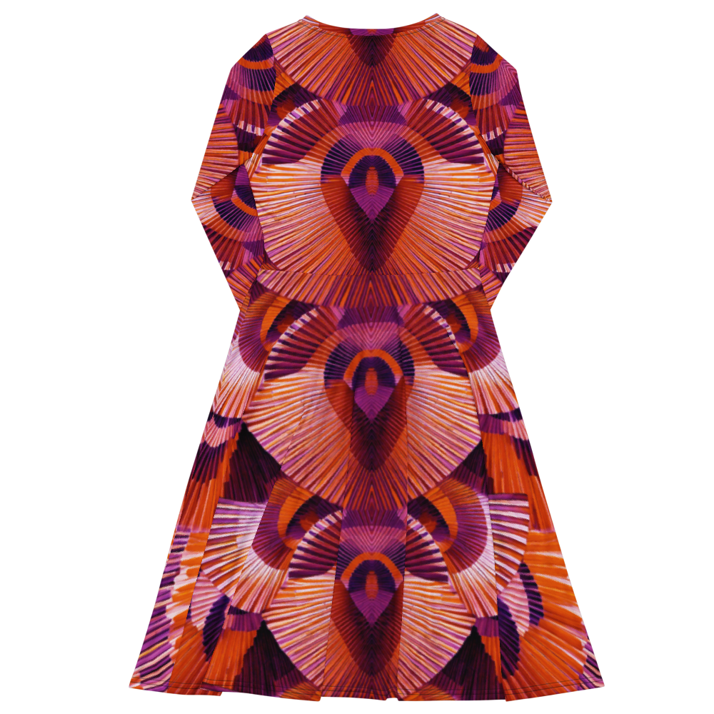 All-over print long sleeve midi dress 367kl2