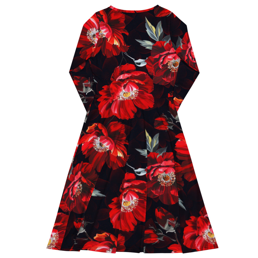 All-over print long sleeve midi dress 371kl1
