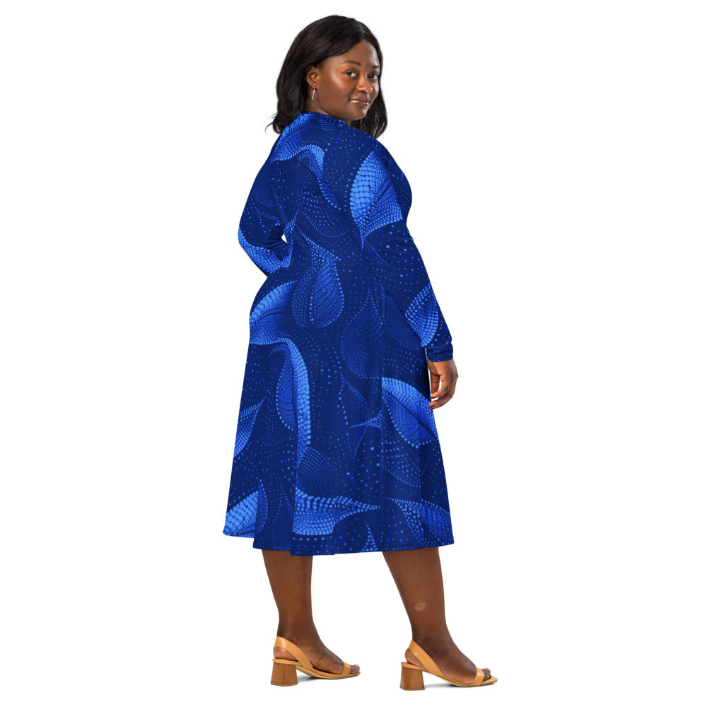 All-over print long sleeve midi dress 372kl5