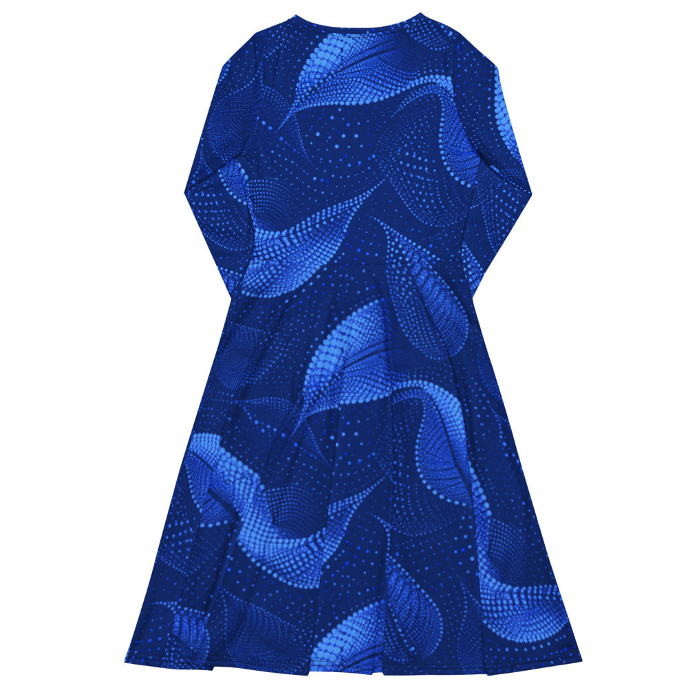 All-over print long sleeve midi dress 372kl5