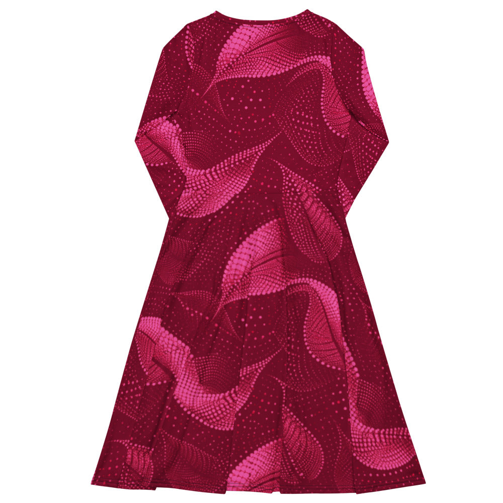 All-over print long sleeve midi dress 372kl4