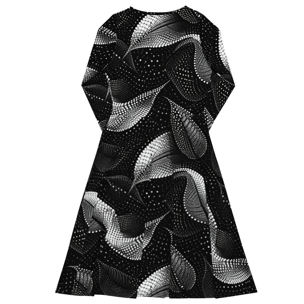 All-over print long sleeve midi dress 372kl1