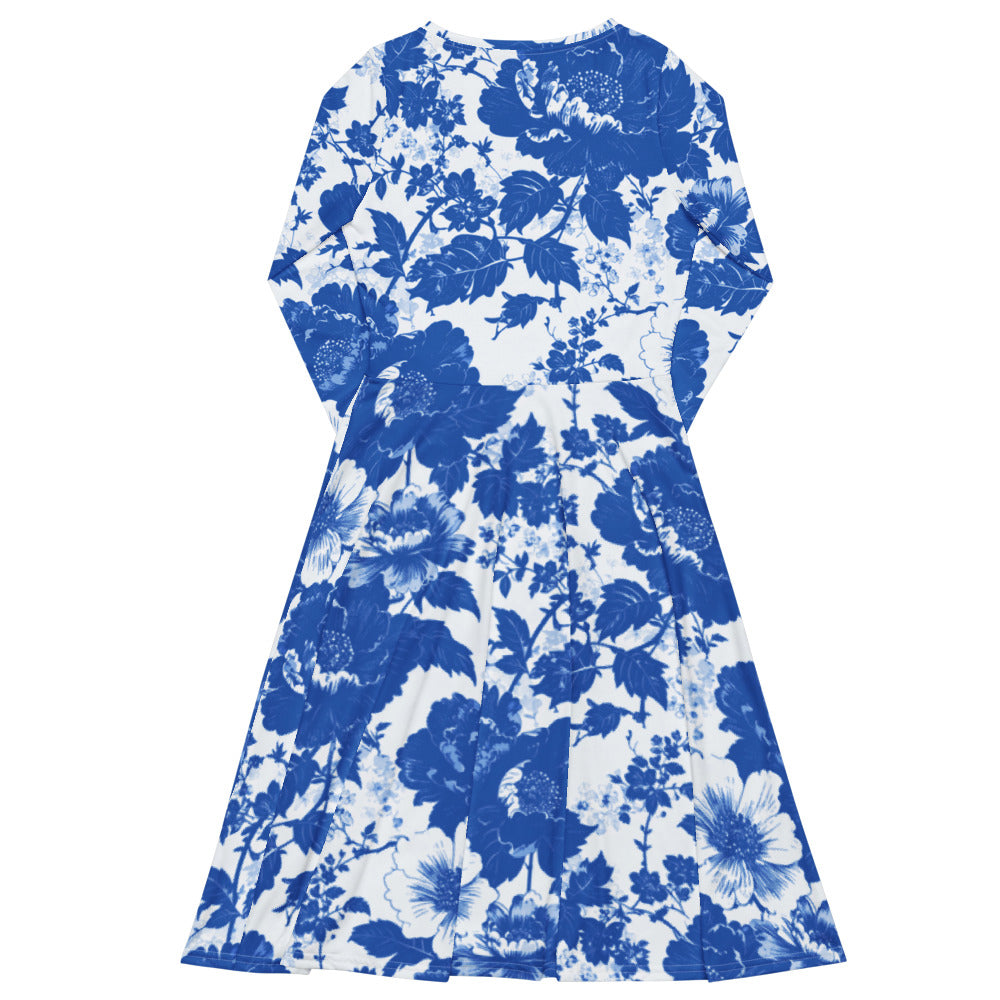 All-over print long sleeve midi dress 373kl2