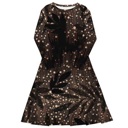 All-over print long sleeve midi dress 1