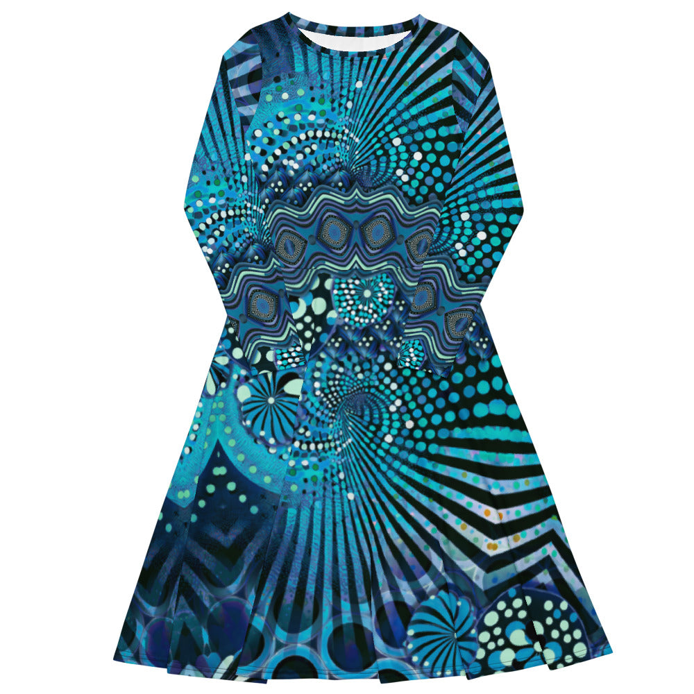 All-over print long sleeve midi dress 9kl4oud