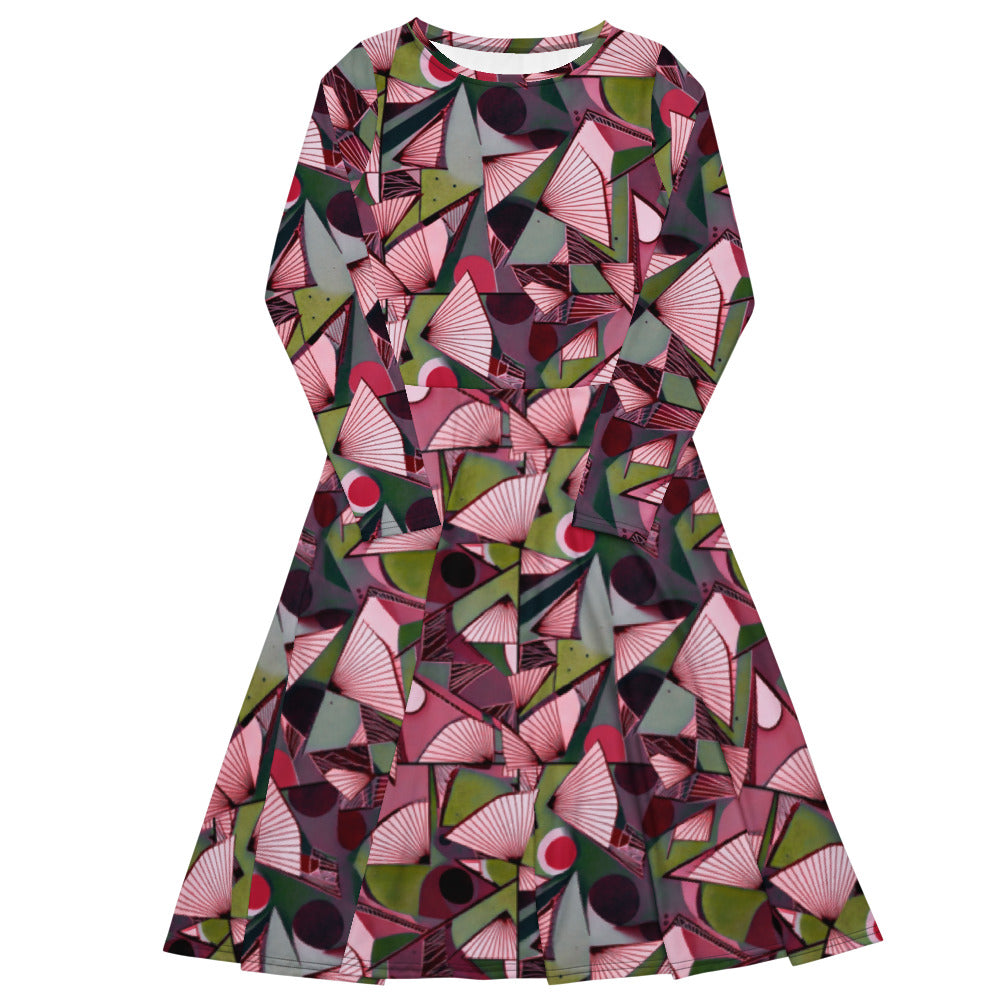 All-over print long sleeve midi dress 249kl3