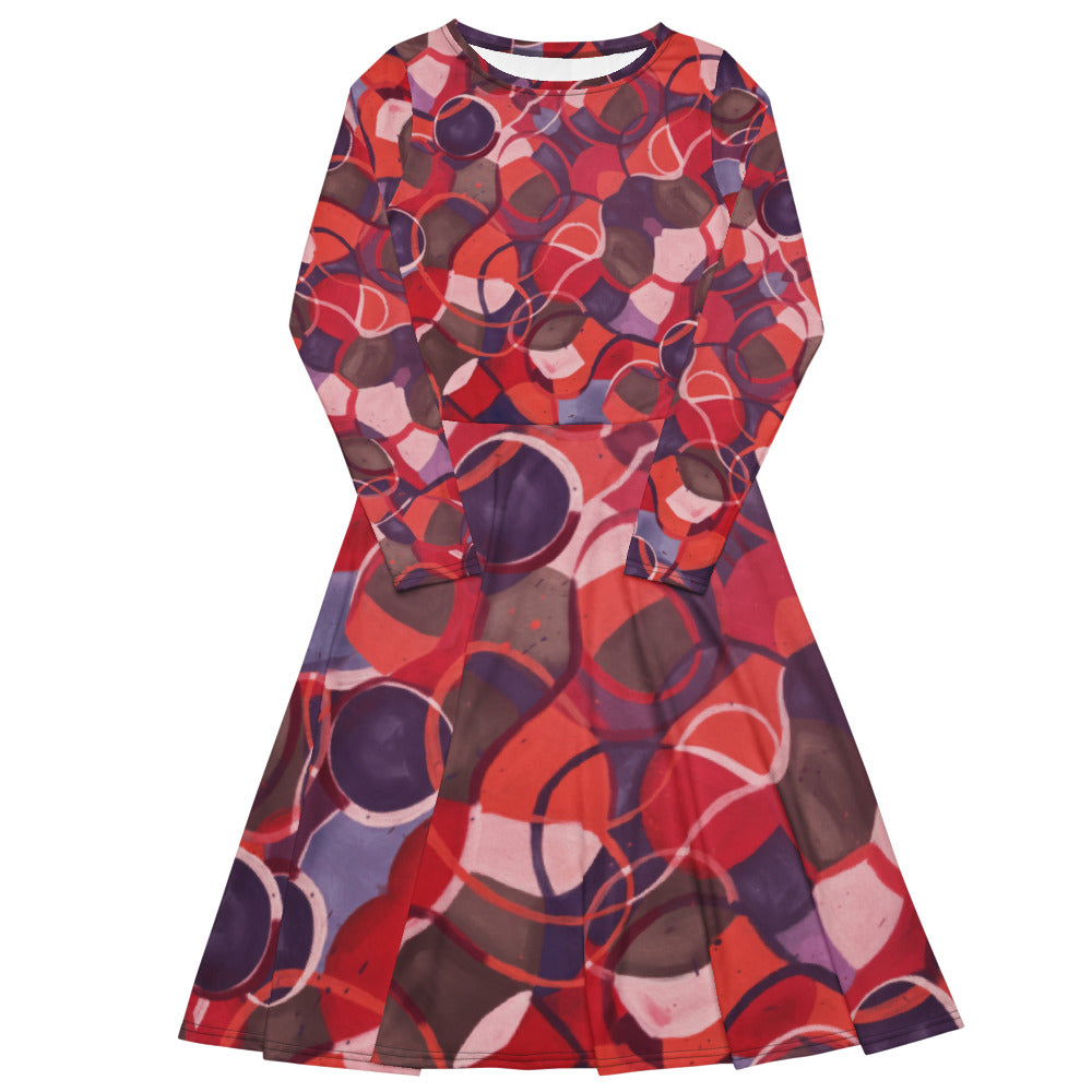 All-over print long sleeve midi dress 269kl3