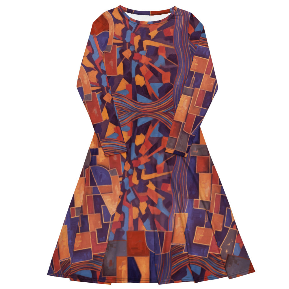 All-over print long sleeve midi dress 274kl2