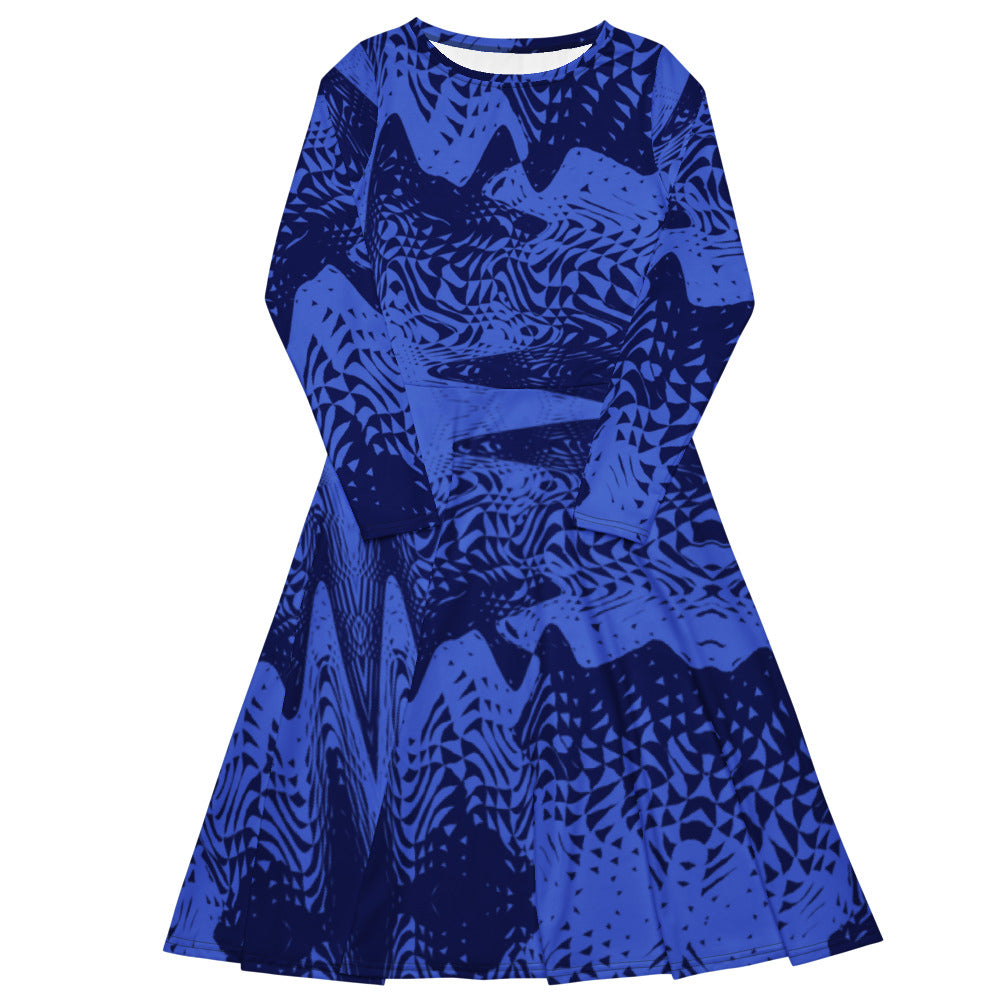 All-over print long sleeve midi dress Linde 1ikl3