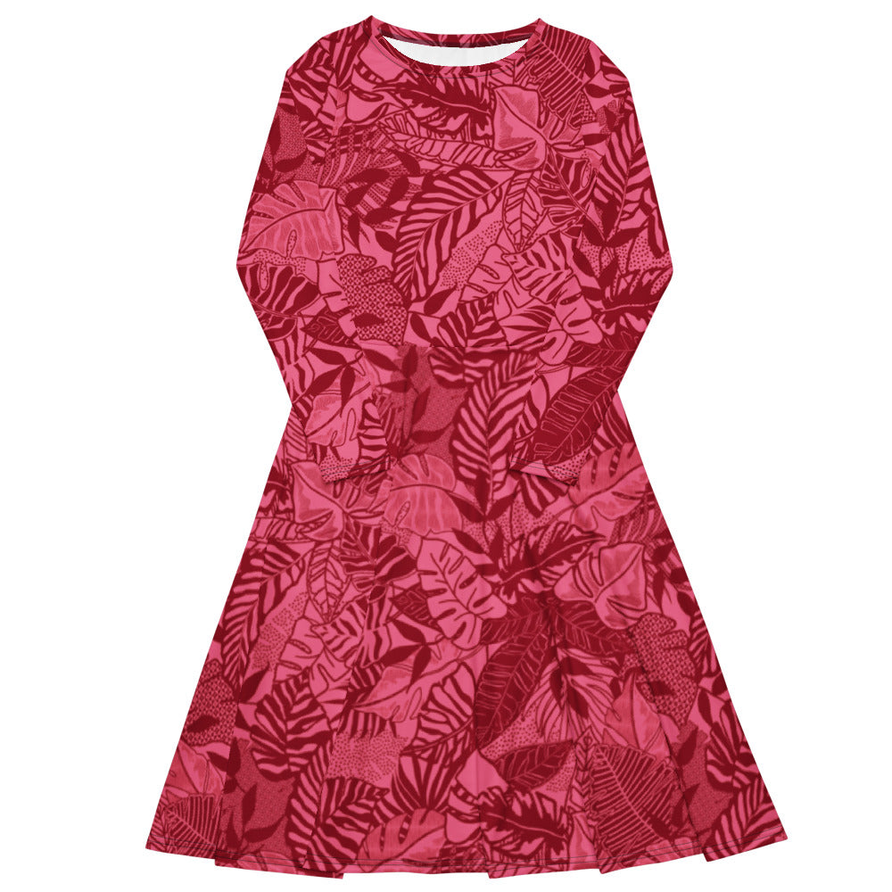 All-over print long sleeve midi dress Fif