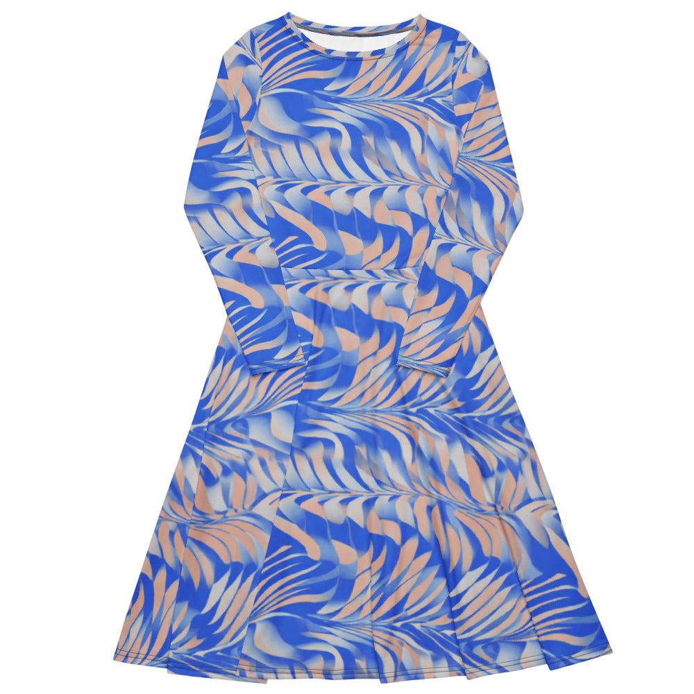 All-over print long sleeve midi dress 320kl6