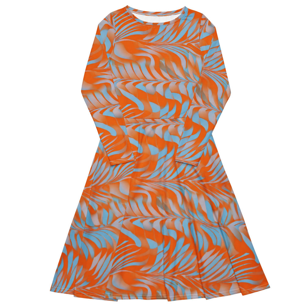 All-over print long sleeve midi dress 320kl2