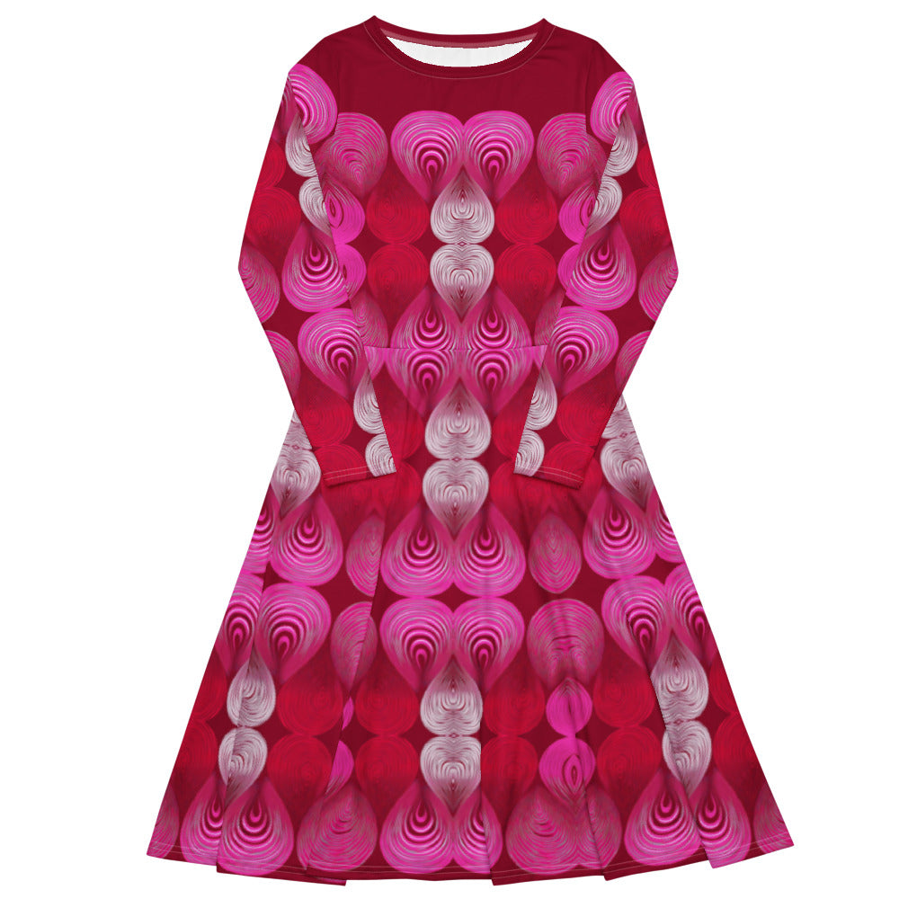 All-over print long sleeve midi dress 362kl4