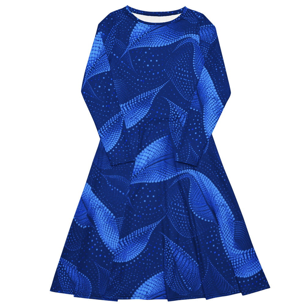 All-over print long sleeve midi dress 372kl5
