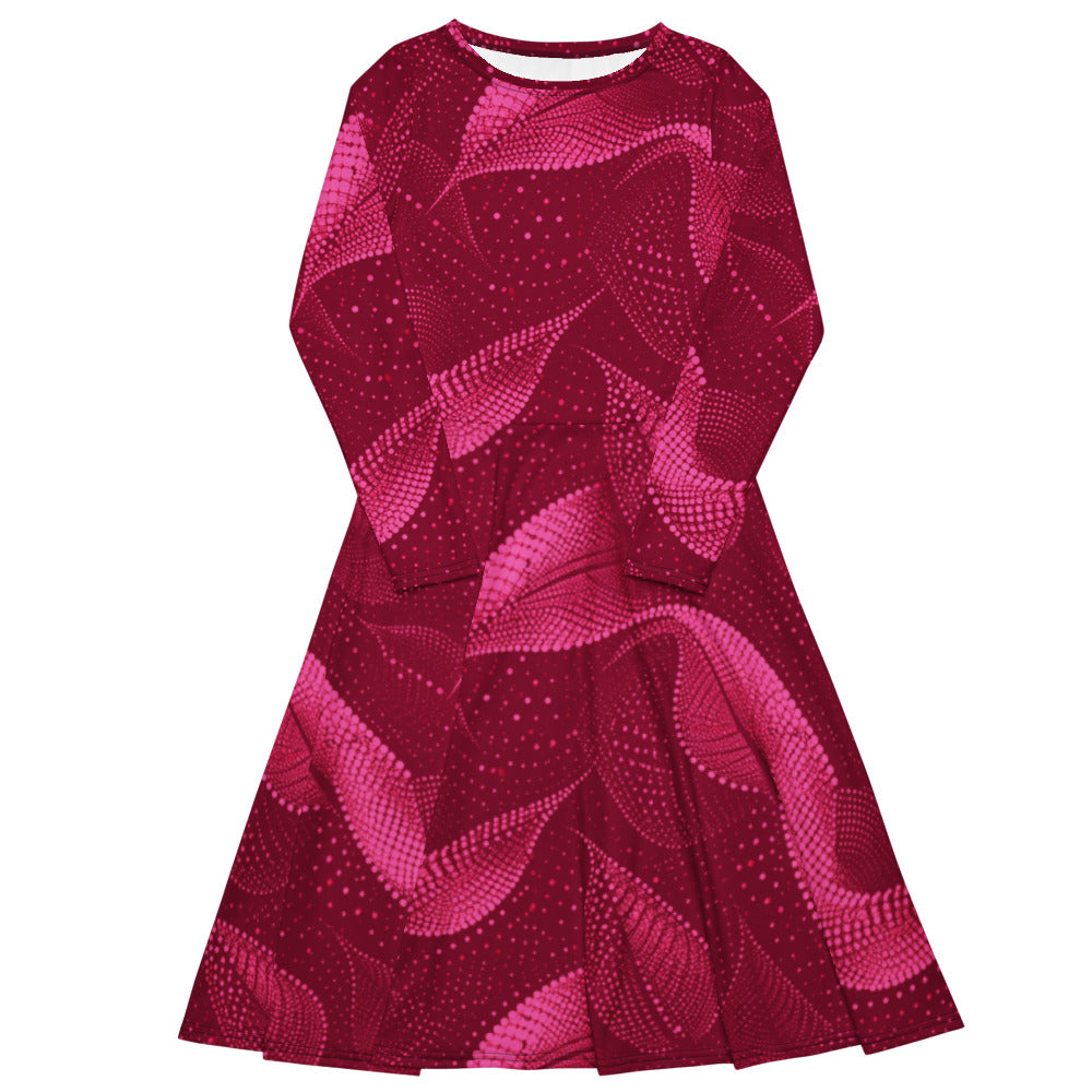All-over print long sleeve midi dress 372kl4