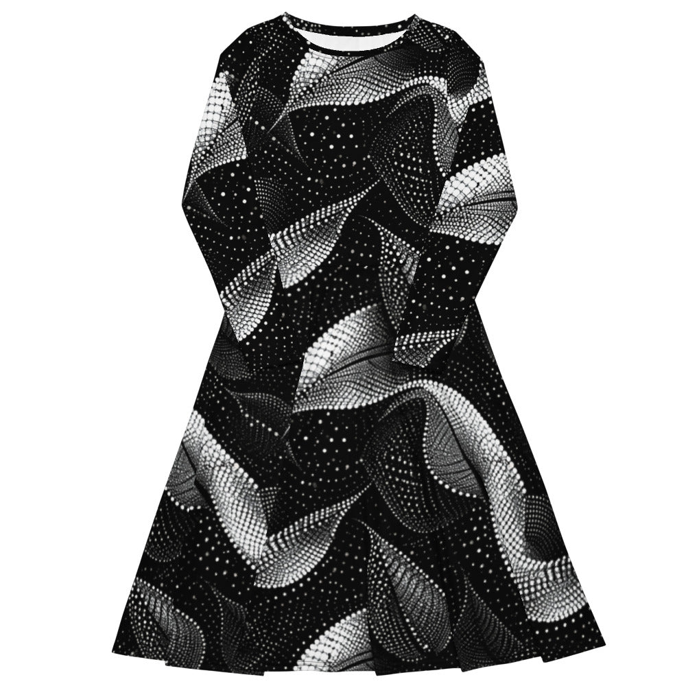 All-over print long sleeve midi dress 372kl1