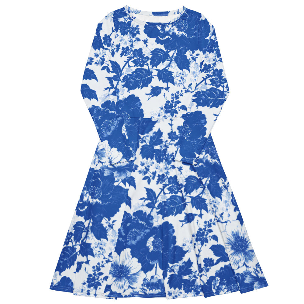 All-over print long sleeve midi dress 373kl2