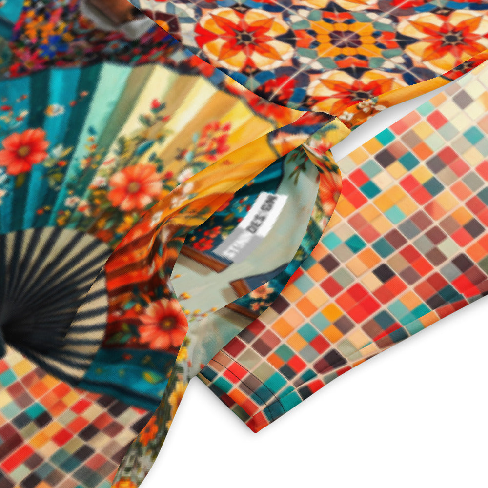 All-over print long sleeve midi dress 204A