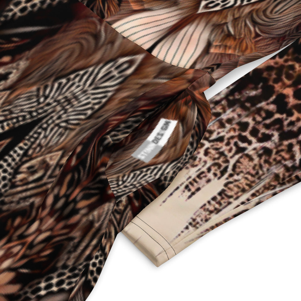 All-over print long sleeve midi dress 166A