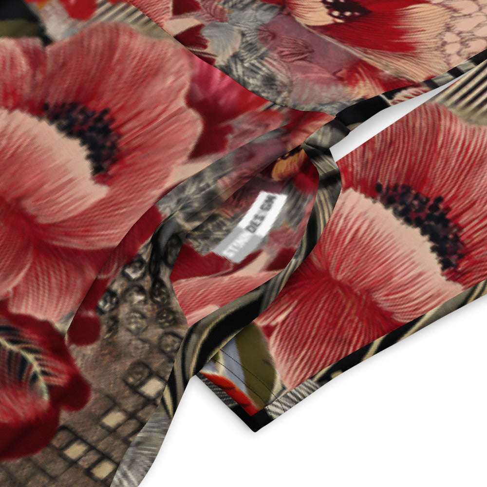 All-over print long sleeve midi dress 216