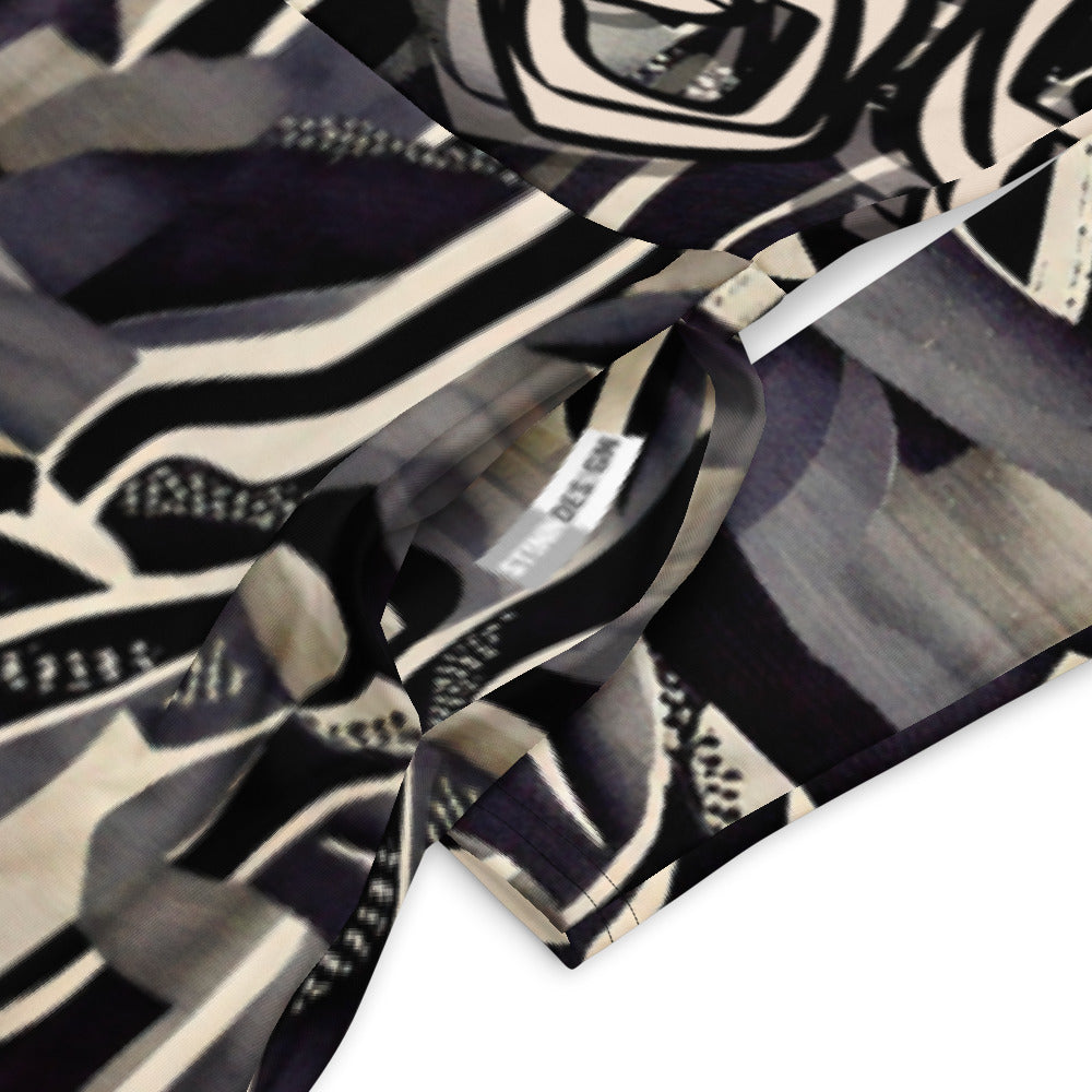 All-over print long sleeve midi dress 115B2