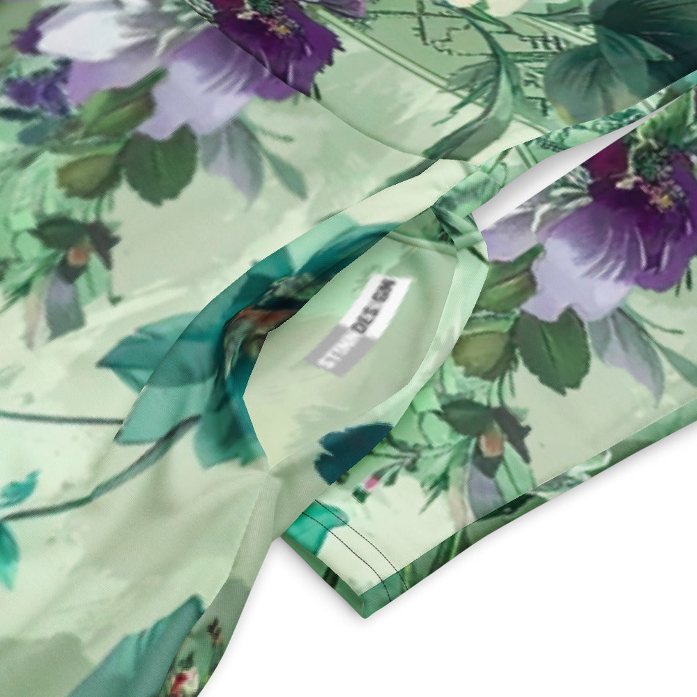 All-over print long sleeve midi dress 128B