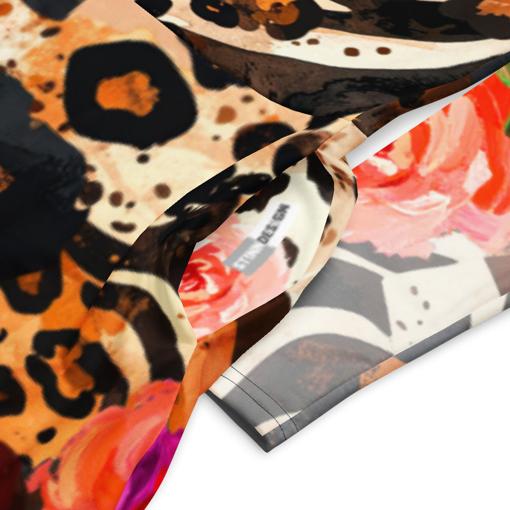 All-over print long sleeve midi dress 235B2b