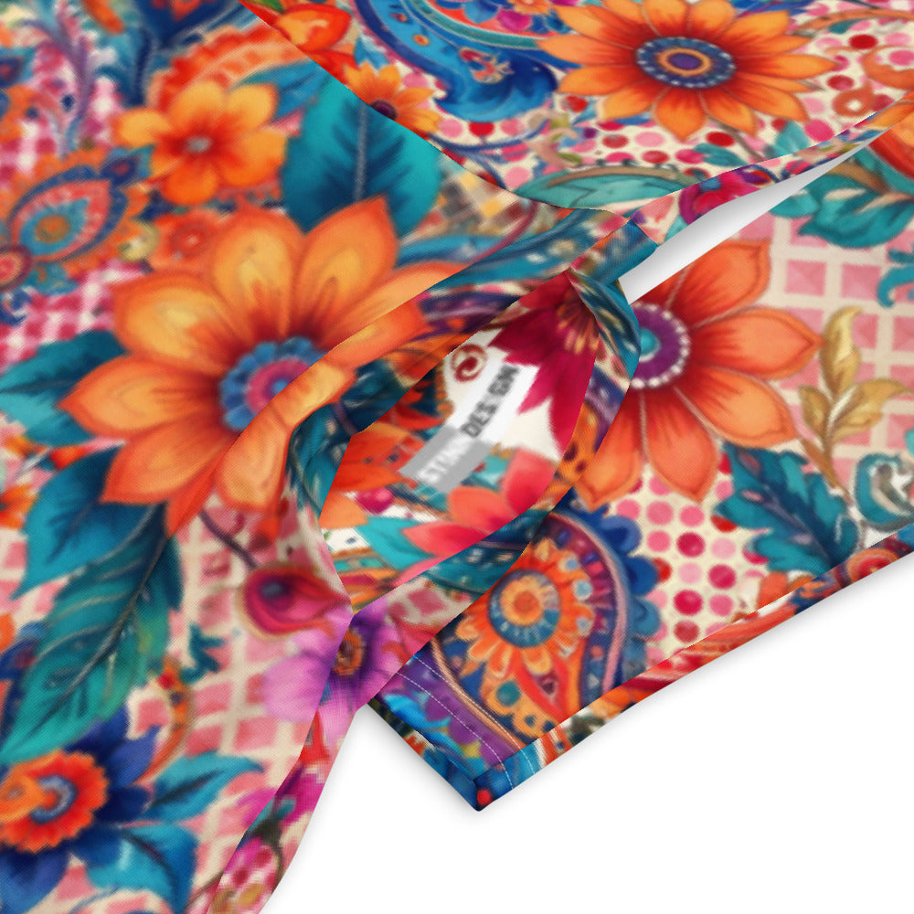 All-over print long sleeve midi dress 238B2