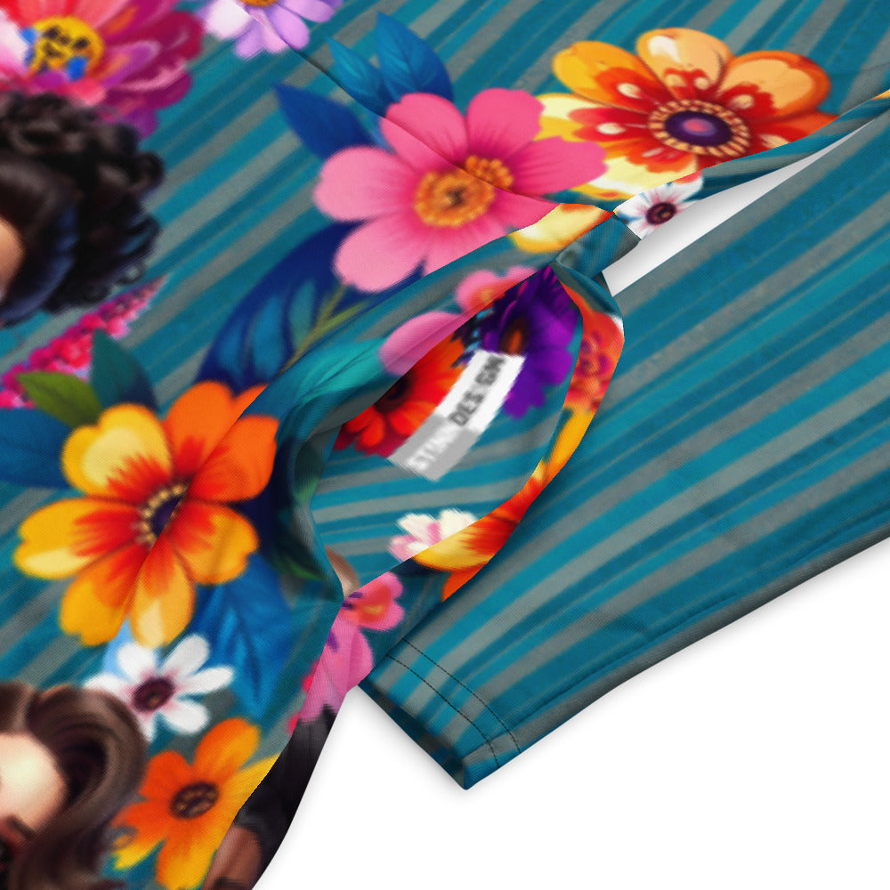 All-over print long sleeve midi dress 243C2b