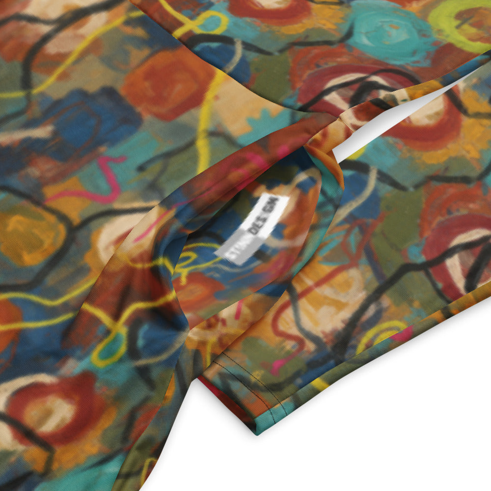 All-over print long sleeve midi dress 258