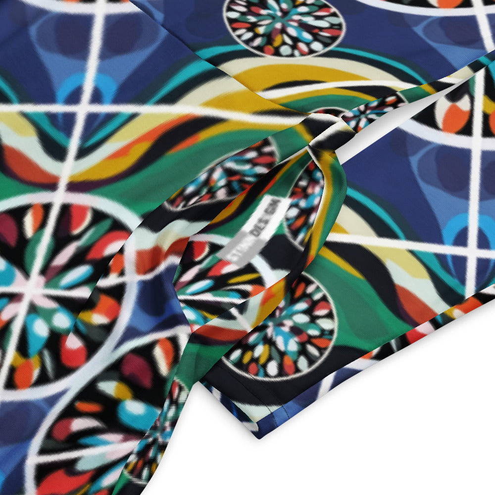 All-over print long sleeve midi dress 260B
