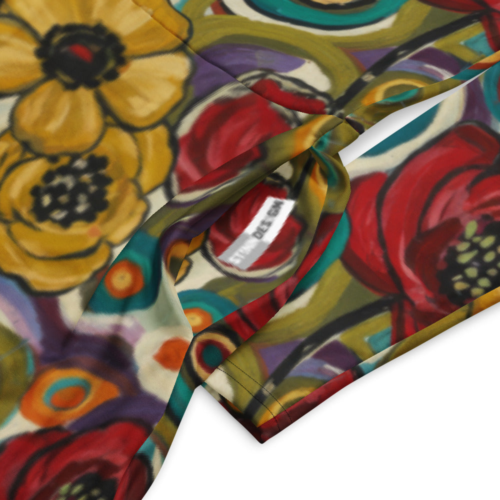 All-over print long sleeve midi dress 264