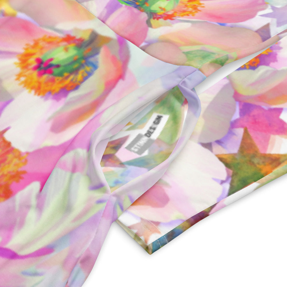 All-over print long sleeve midi dress 266E